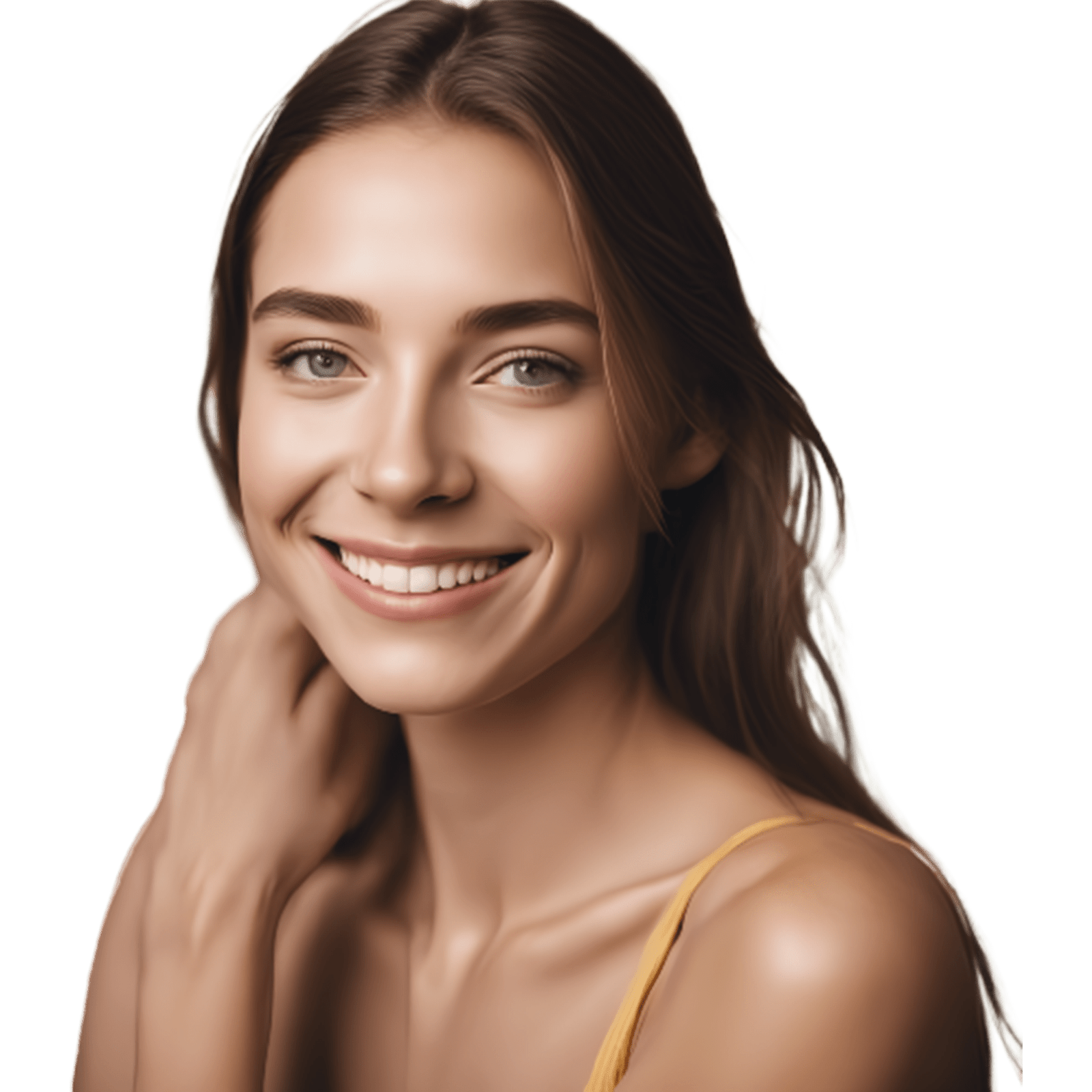 beautiful acne free flawless skin of smiling woman